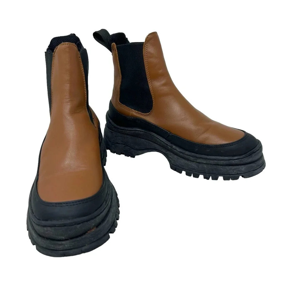 LAST Trail Chelsea‎ Boots Leather/Rubber Foxing Tan Platform Size 36 US 5.5 - Picture 5 of 9